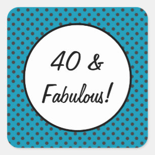 40 en Fabulous Retro Polka Dots Vierkante Sticker