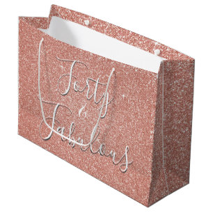 40 en Fabulous Roos Gouden Blush Roze Glitter Large Cadeautasje