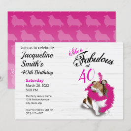 40 en Fabulous Sheltie Pink Scarf Kaart