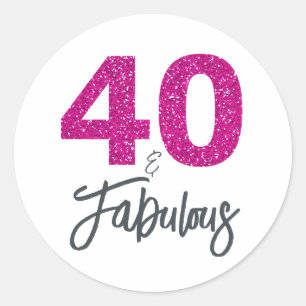 40 en Fabulous   Typografie 40e verjaardag Ronde Sticker