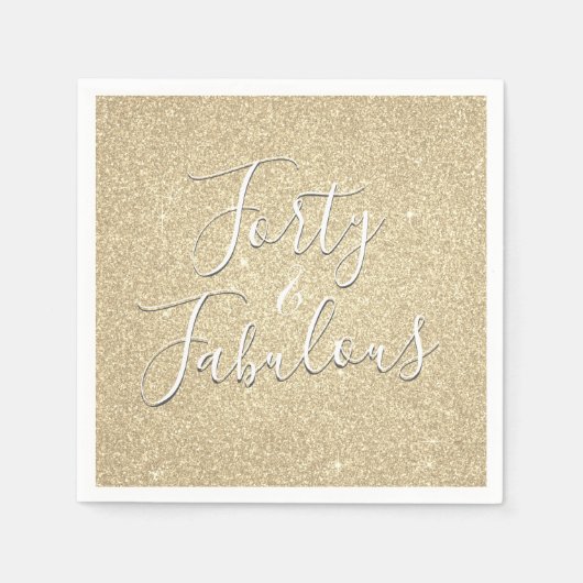40 en Fabulous Verjaardag Gouden Glitter Servet (Voorkant)