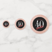 40 en Fabulous Zwart en Roos Goud Glitter Confetti (Voorkanten)