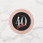 40 en Fabulous Zwart en Roos Goud Glitter Confetti (Kleine voorkant)