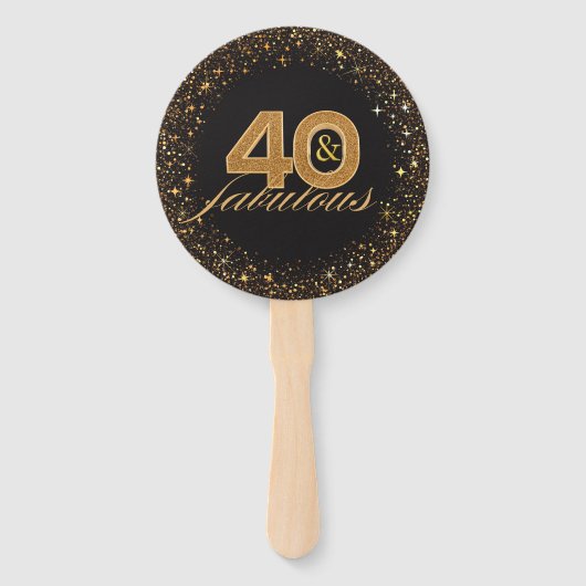 40 en fabulous zwart goud glitters schittert chiqu handwaaier (Voorkant)