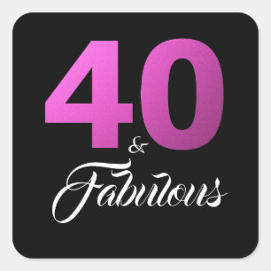 40 en Fabulous Zwarte Roze Verjaardag Vierkante Sticker