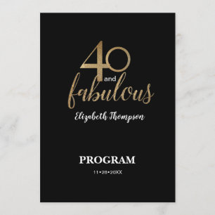 40 en fantastisch 40e verjaardag Gouden Glitter Zw Programma