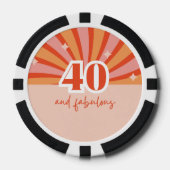 "40 en fantastisch", retro heldere perzik poker chips (Voorkant)