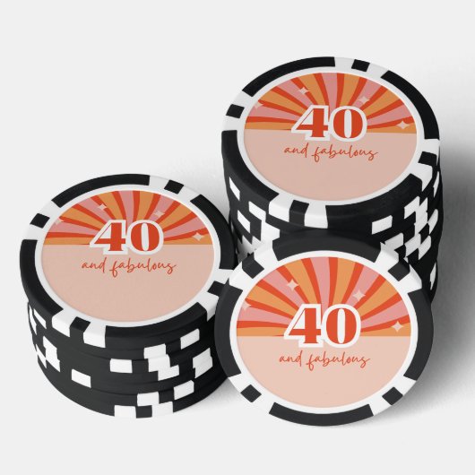 "40 en fantastisch", retro heldere perzik poker chips (Opstapeling)