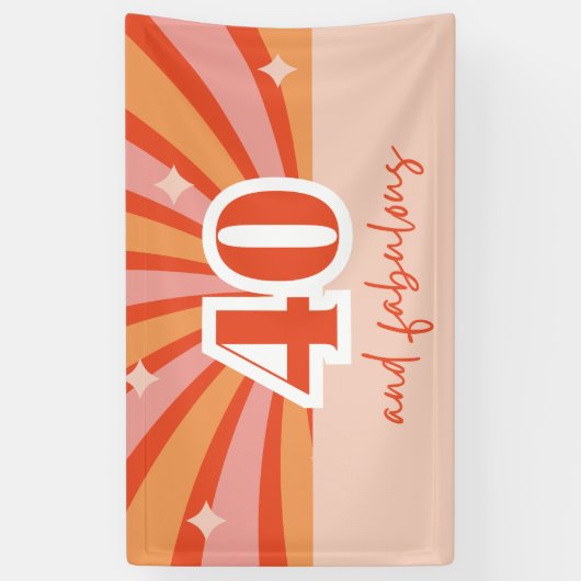"40 en fantastisch", retro verjaardagsfeestbanner spandoek (Verticaal)