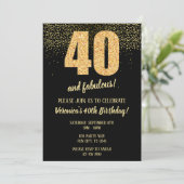 40 en fantastisch zwart en goud 40e kaart (Staand voorkant)