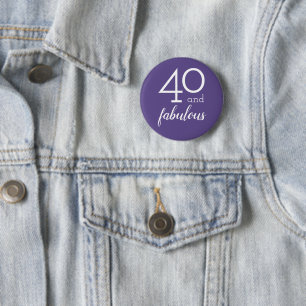 40 en geweldig   Moderne violet & wit typografie Ronde Button 5,7 Cm