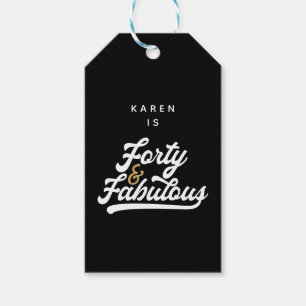 40 en geweldig zwart-wit cadeaulabel
