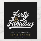 40 en geweldig zwart-wit wijn etiket (Enkel label)