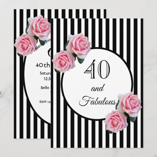 40 en geweldige glazen verjaardagsfeestje zwart wi kaart (Voorkant / Achterkant)