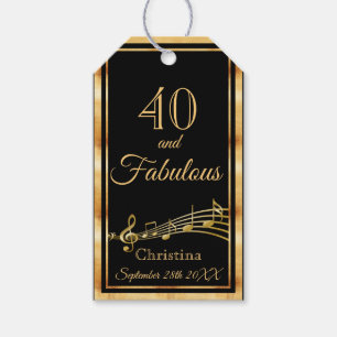 40 en geweldige muzieknoten zwarte goudnaam cadeaulabel