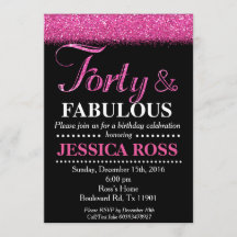 40 en geweldige verjaardagsuitnodigingen roze glit