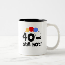 40 en nog warm tweekleurige koffiemok