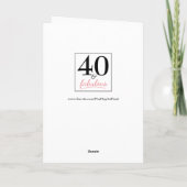 40 et carte d'anniversaire rose et noire (Dos)