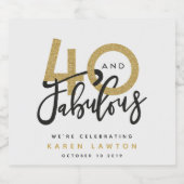 40 et étiquette de vin or fabuleux (Étiquettes simples)