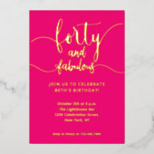 40 et fabuleuse invitation Pink Birthday Party (Recto)