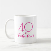 40 et fabuleux 40e anniversaire Gift Mug Pink (Gauche)
