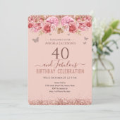 40 et fabuleux Adulte Anniversaire rose Invitation (Debout devant)