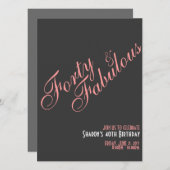 40 et fabuleux anniversaire Invitation (Devant / Derrière)