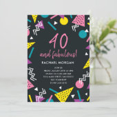 40 et fabuleux Black Retro Invitation Anniversaire (Debout devant)