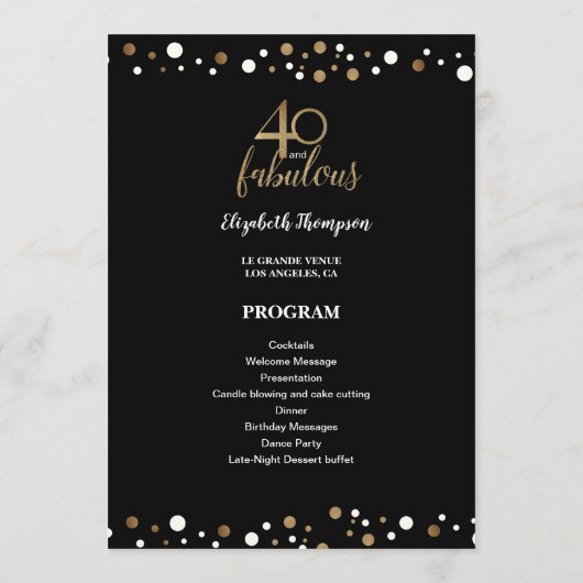 40 et fabuleux programme de 40e anniversaire (Dos)