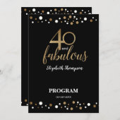 40 et fabuleux programme de 40e anniversaire (Devant / Derrière)