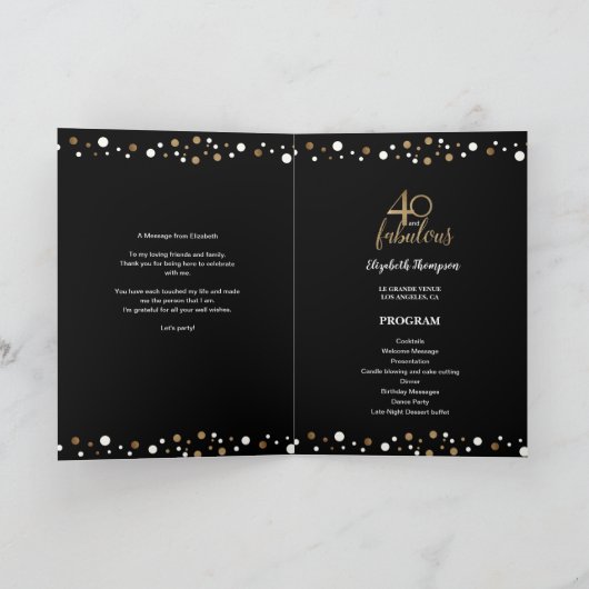 40 et fabuleux programme de 40e anniversaire (Intérieur)