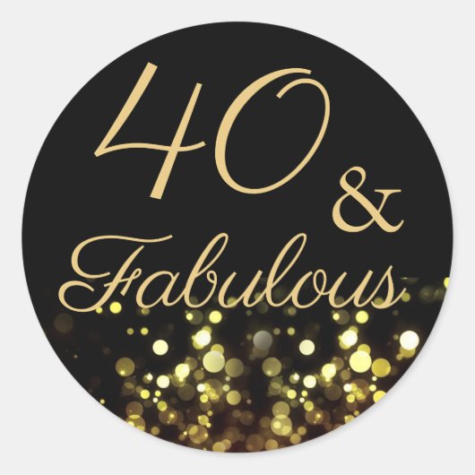 40 et fabuleux Sticker d'anniversaire noir et or (Devant)