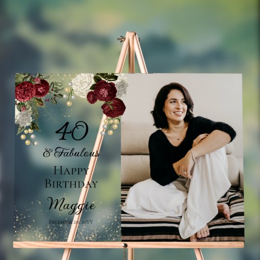 40 et Fabulous Glam Rose Floral fête d'anniversair (Neutre)