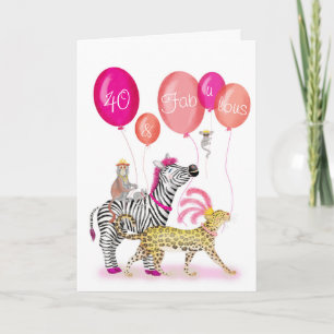40 et Fabulous glamour animaux carte d'anniversair