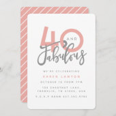 40 et invitation fabuleuse de fête d'anniversaire (Devant / Derrière)