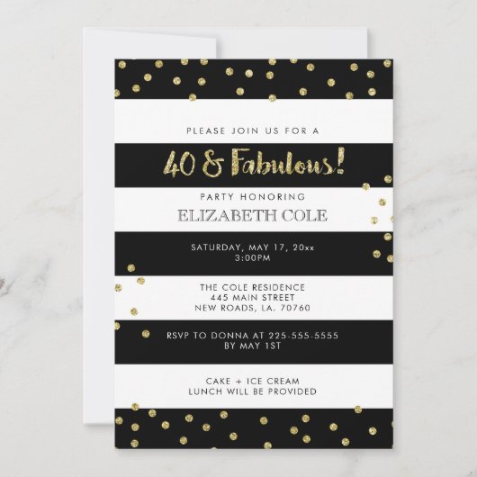 40 et invitations fabuleuses de fête (Devant)