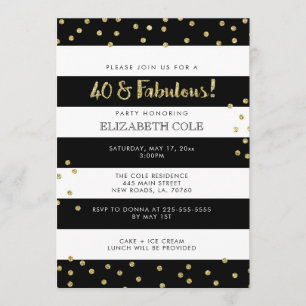 40 et invitations fabuleuses de fête