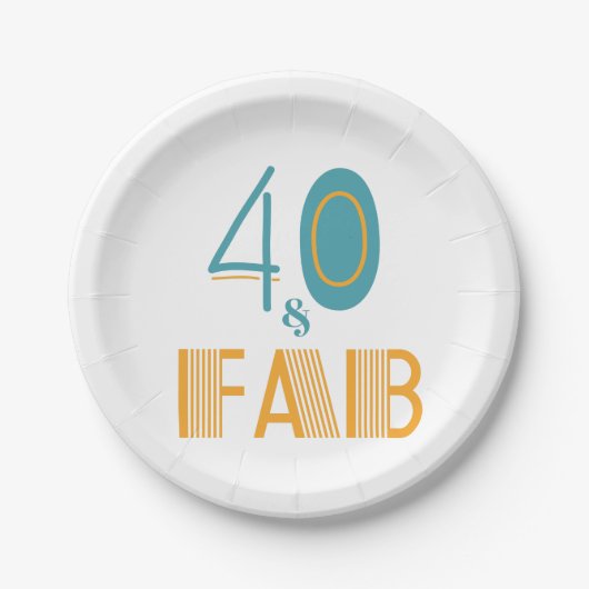 40 & Fab Modern Birthday Papieren Bordje (Voorkant)