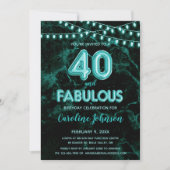 40 & Fabuleux Balloon Turquoise Invitations d'anni (Devant)