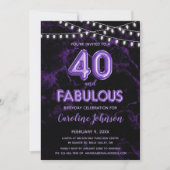 40 & Fabuleux Balloon violet Invitations d'anniver (Devant)