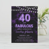40 & Fabuleux Balloon violet Invitations d'anniver (Debout devant)