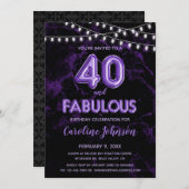 40 & Fabuleux Balloon violet Invitations d'anniver (Devant / Derrière)