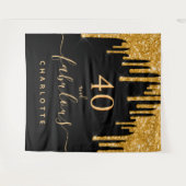 40 fabuleuze verjaardag zwart goud glinsterende dr wandkleed (Voorkant (horizontaal))