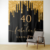 40 fabuleuze verjaardag zwart goud glinsterende dr wandkleed (In situ)