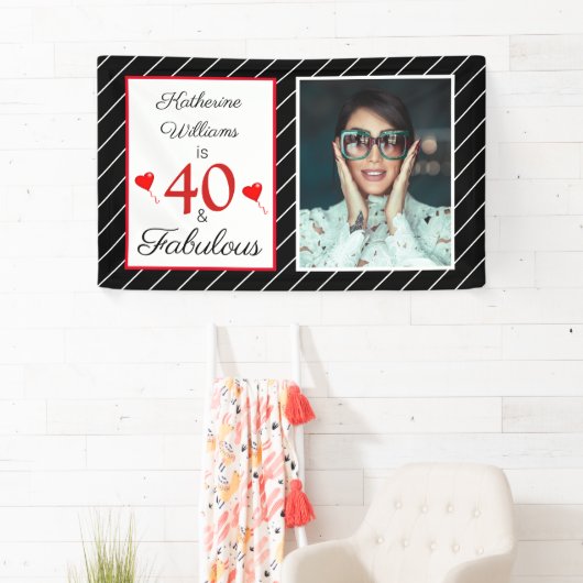 40 & Fabulous 40e Verjaardag Foto Zwart Wit 3x5 Spandoek (Insitu)