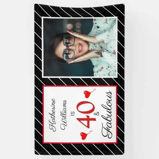 40 & Fabulous 40e Verjaardag Foto Zwart Wit 3x5 Spandoek (Verticaal)