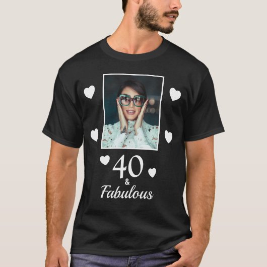 40 Fabulous 40th Verjaardag Foto Zwart Wit Unisex T-shirt (Voorkant)