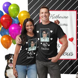 40 Fabulous 40th Verjaardag Foto Zwart Wit Unisex T-shirt