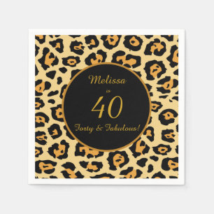 40- & Fabulous Birthday Leopard Print Cocktail Servet