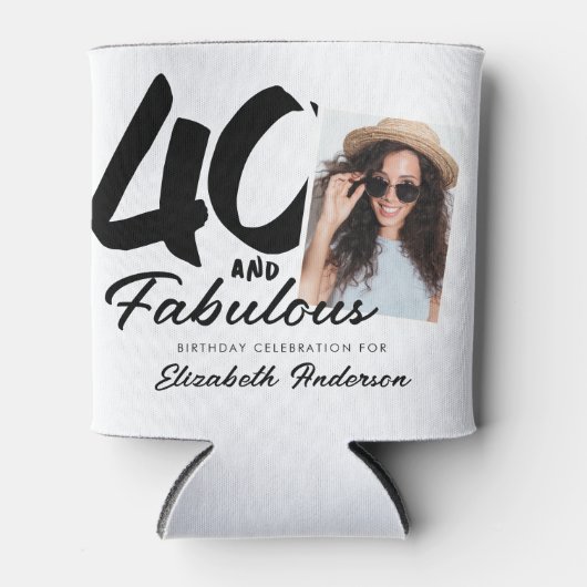40 & Fabulous Birthday Modern Simple Custom Photo Blikjeskoeler (Voorkant)